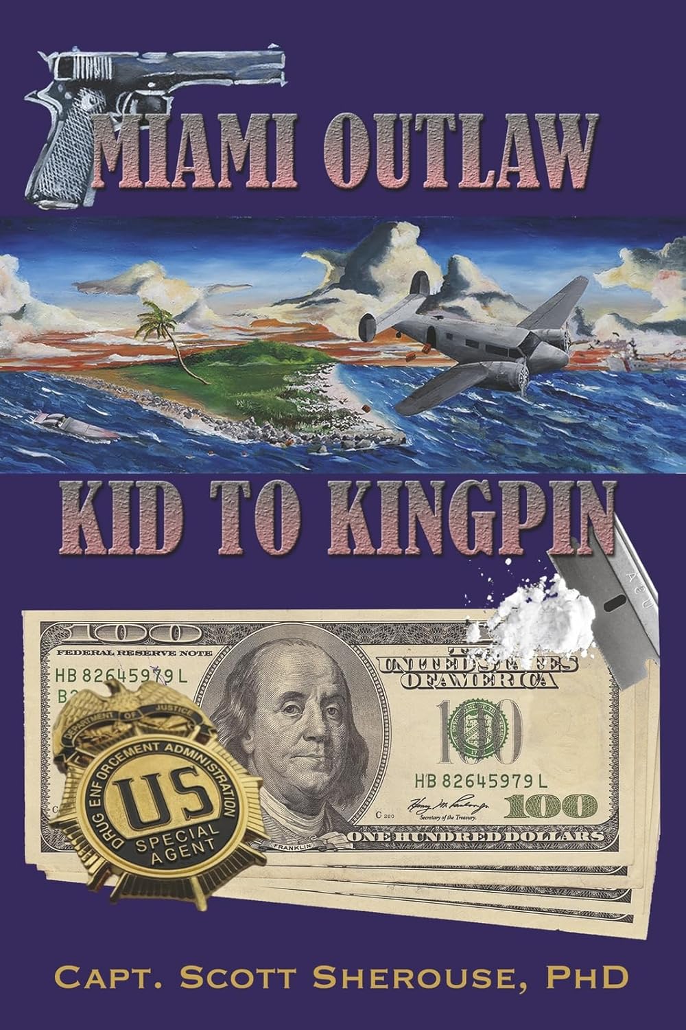 Book cover for Miami Outlaw: Kid to Kingpin by SureShot Books Publishing LLC, featuring urban graffiti art and bold title text.