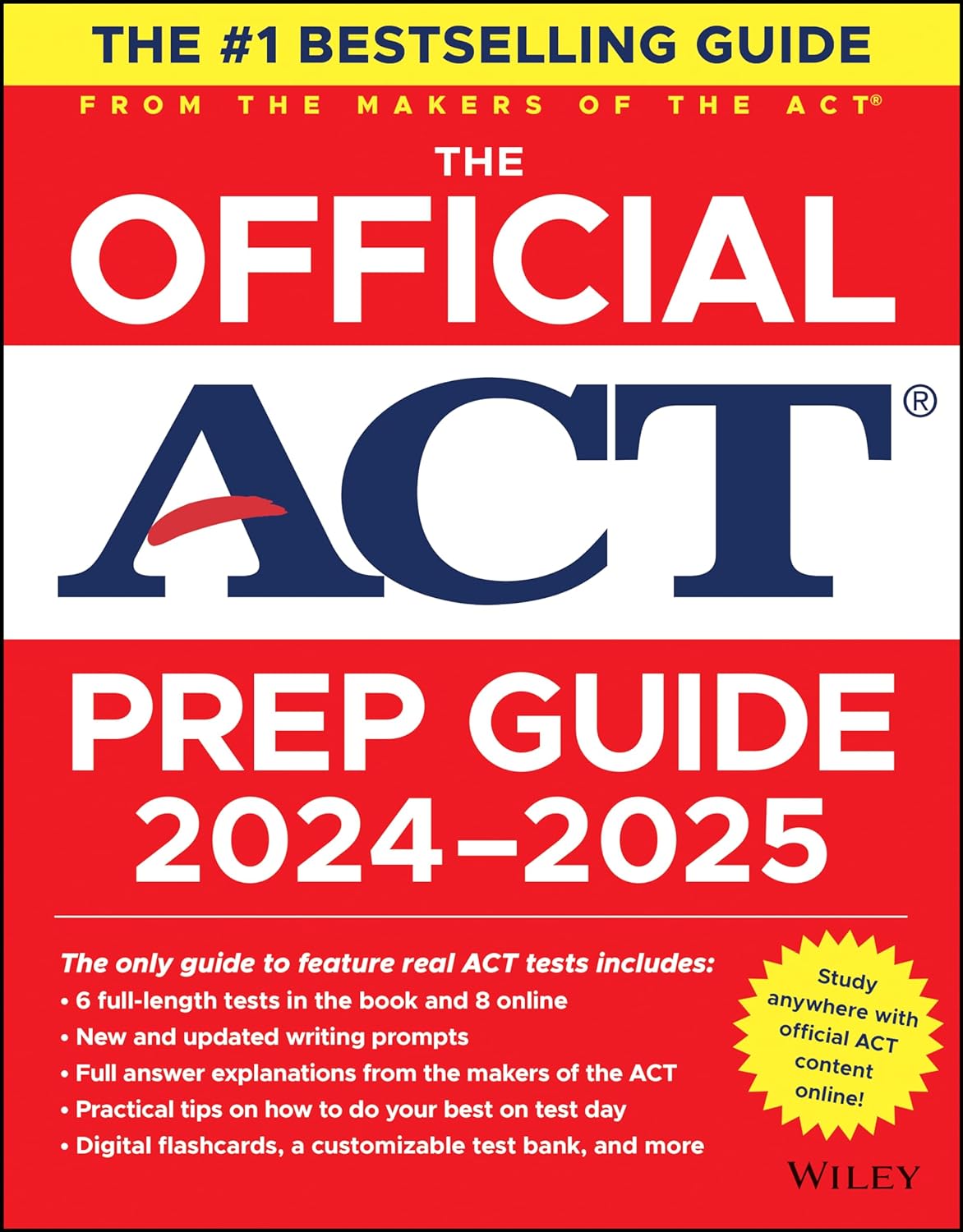 The Official ACT Prep Guide 2024-2025: Book + 9 Practice Tests + 400 Digital Flashcards + Online Course Wiley