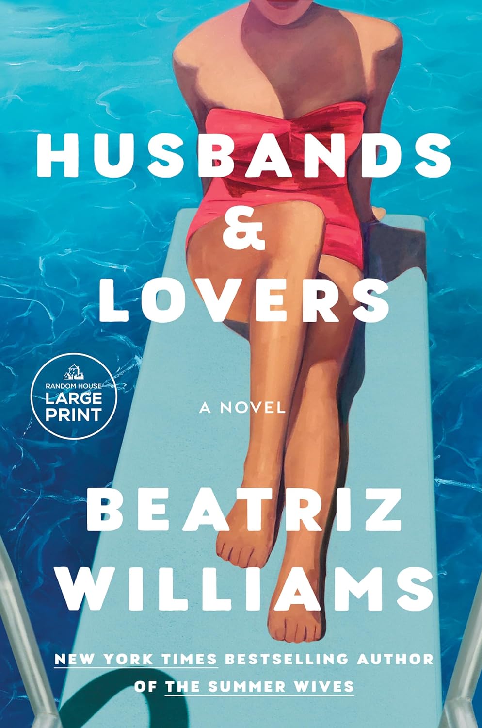 Large print cover of "Husbands & Lovers" novel by Random House, featuring artistic design and bold title text.