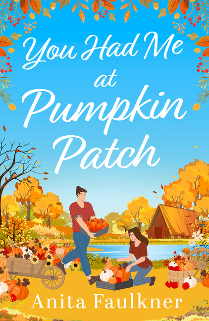 Paperback book titled "You Had Me at Pumpkin Patch" by HQ Digital with a festive autumn-themed cover.