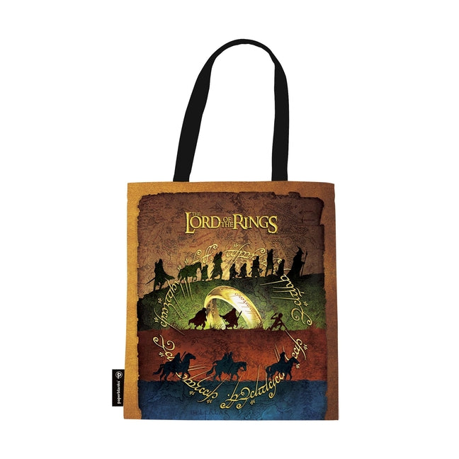 Perilous Journey tote canvas bag featuring Lord of the Rings design by Paperblanks, with a paperback book cover image.