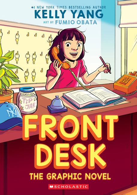 Paperback of "Front Desk: The Graphic Novel" by Graphix featuring colorful cover art and illustrations from the story.