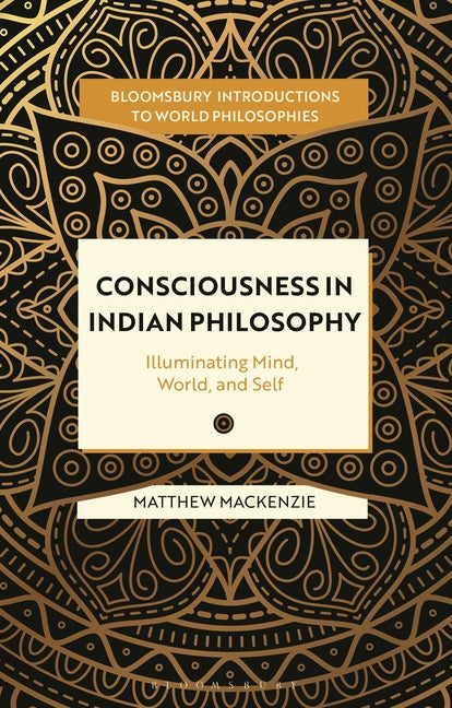 Paperback book titled "Consciousness in Indian Philosophy" by Bloomsbury Academic, showcasing the cover with spiritual and philosophical imagery.