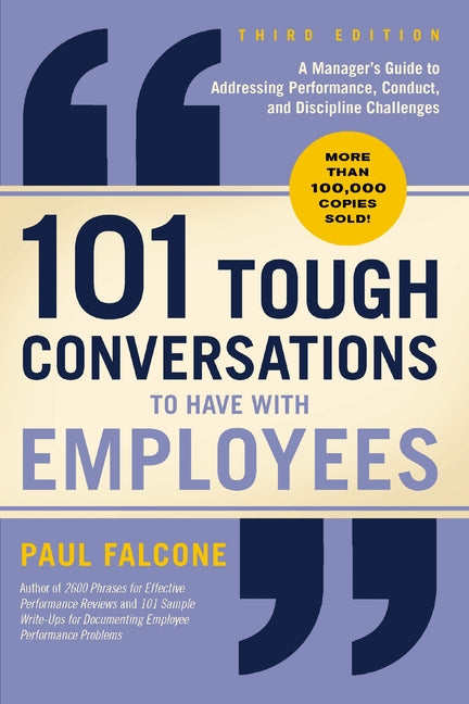 Paperback of "101 Tough Conversations to Have with Employees" by HarperCollins Leadership, showing the book cover and title.