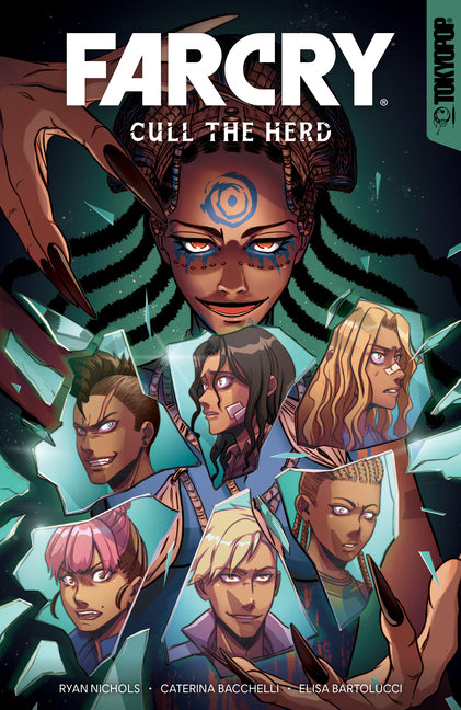 Paperback graphic novel "Far Cry: Cull the Herd, Volume 1" by TokyoPop, featuring vibrant cover art and manga-style illustrations.