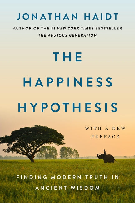 Paperback of The Happiness Hypothesis by Basic Books, featuring the book cover with title and author details.