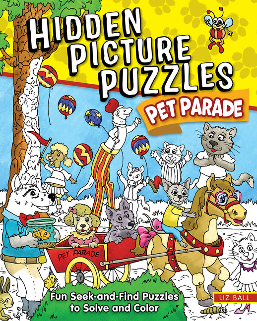 Paperback Hidden Picture Puzzle book by Happy Fox Books featuring pet parade seek-and-find images to solve and color.