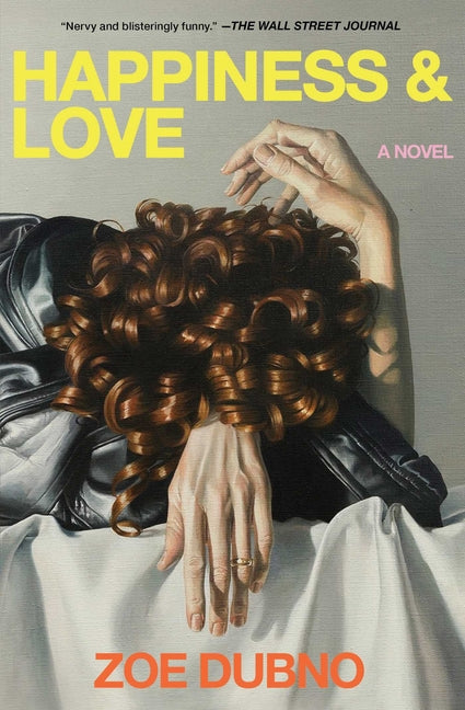 Paperback book titled "Happiness and Love" by Scribner Book Company, featuring a cover with colorful abstract artwork.