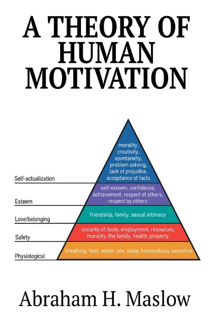 Paperback copy of "A Theory of Human Motivation" by Blurb, featuring the book cover with title and author details.