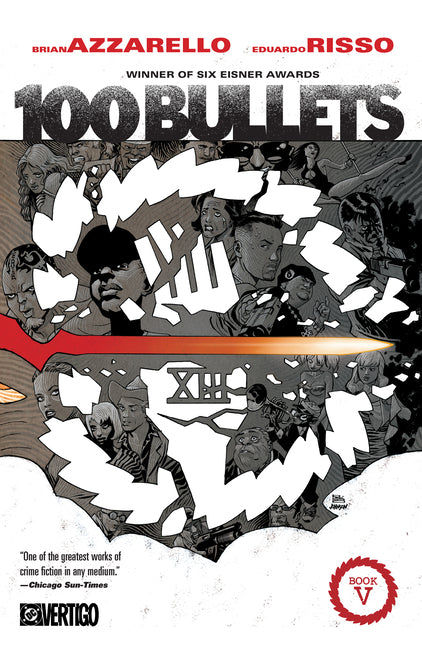 Paperback of 100 Bullets Book Five by DC Vertigo, featuring cover art with dark, intense imagery and bold typography.