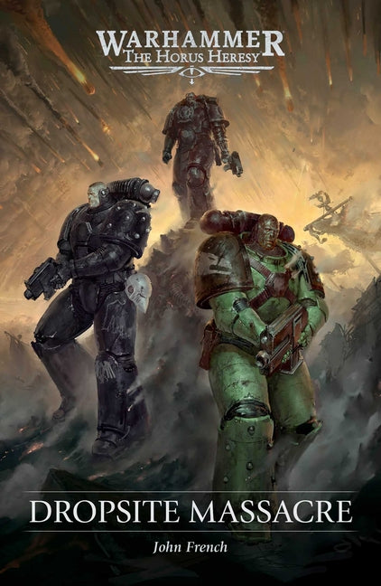 Paperback of Dropsite Massacre book by Games Workshop featuring cover art with sci-fi battle scene, detail visible.