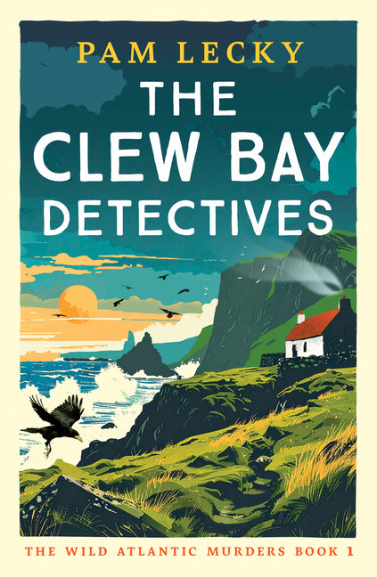Paperback of The Clew Bay Detectives Irish cozy crime mystery by Storm Publishing, featuring a cover with a scenic coastal Irish village.