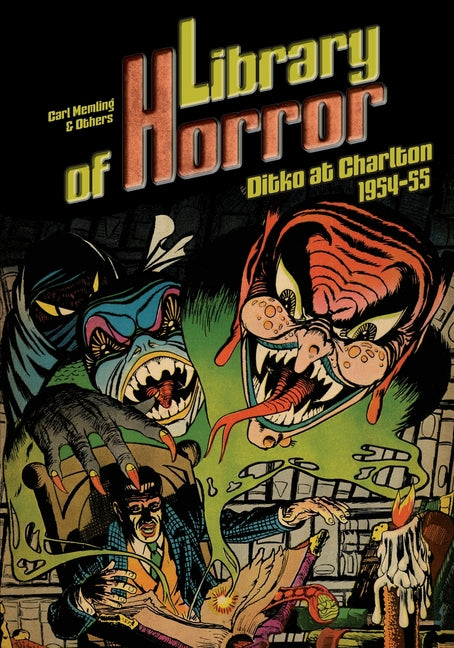 Paperback copy of "Library of Horror" by Famous Comics featuring spooky illustrations on the cover.