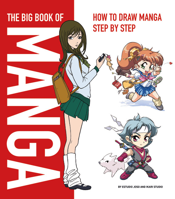 Paperback "The Big Book of Manga" by Loft Publications showing manga drawing techniques and step-by-step illustrations.