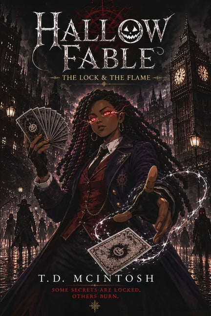 Paperback of Hallow Fable: The Lock & The Flame by Independently Published, featuring the book cover with dark fantasy artwork.