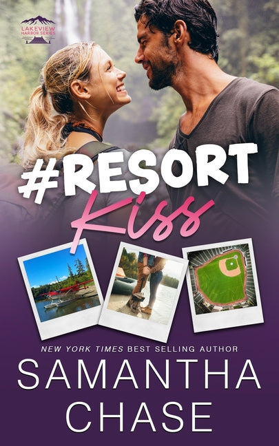 Paperback of "Resort Kiss" novel by Independently Published, showing the book cover with vibrant seaside scene and title text.