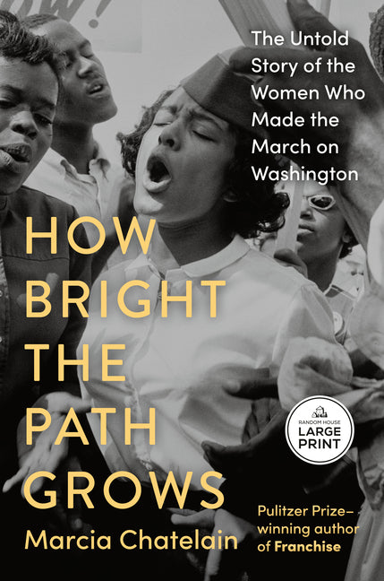 Paperback book titled "How Bright the Path Grows" by Random House Large Print Publishing, featuring a cover with historical imagery.