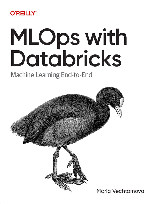 Paperback book titled "MLOps with Databricks" by O'Reilly Media, featuring a cover with technical graphics and branding.