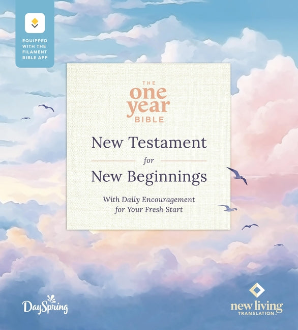 Softcover The One Year Bible New Testament for New Beginnings by Tyndale House Publishers, with daily encouragement for fresh starts.