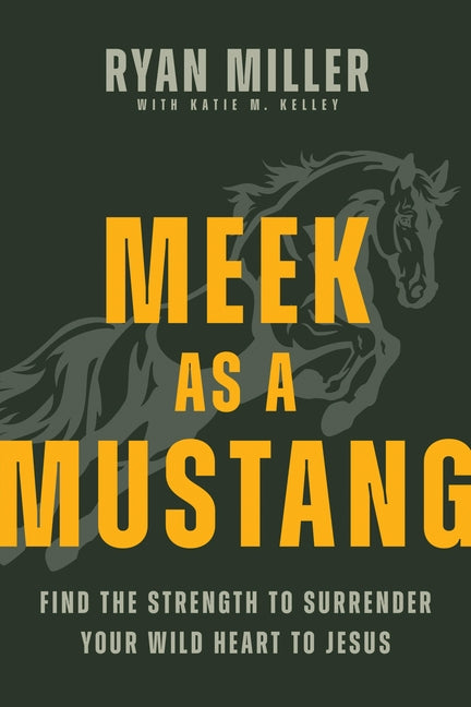Paperback book titled "Meek as a Mustang" by Tyndale Momentum, featuring a cover with a wild horse and spiritual imagery.