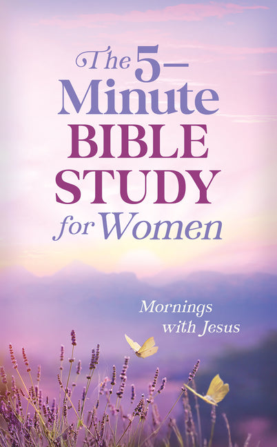 Paperback Bible study book titled "The 5-Minute Bible Study for Women: Mornings with Jesus" by Barbour Publishing.