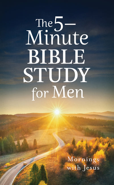 Paperback Bible study book titled "The 5-Minute Bible Study for Men: Mornings with Jesus" by Barbour Publishing.