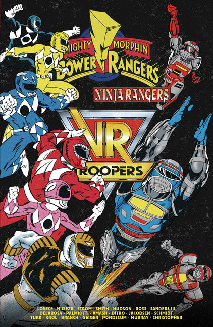 Paperback flipbook facsimile edition of VR Troopers and Power Rangers featuring vibrant cover art by Boom! Studios.