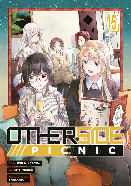 Square Enix Manga Otherside Picnic 15 paperback manga with colorful cover art featuring characters and scenic backgrounds.