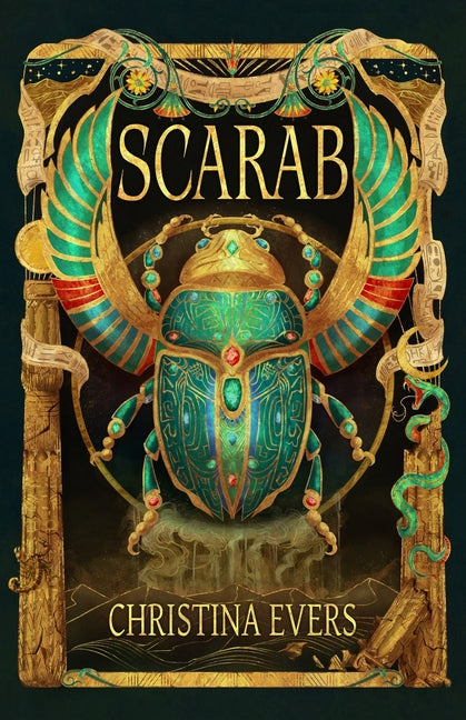 Paperback scarab book by Christina Evers with detailed cover art featuring a vibrant scarab beetle illustration.