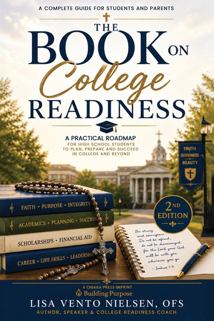 Paperback book titled "The Book on College Readiness" by Chiara Press, featuring a cover with college planning and success tips.