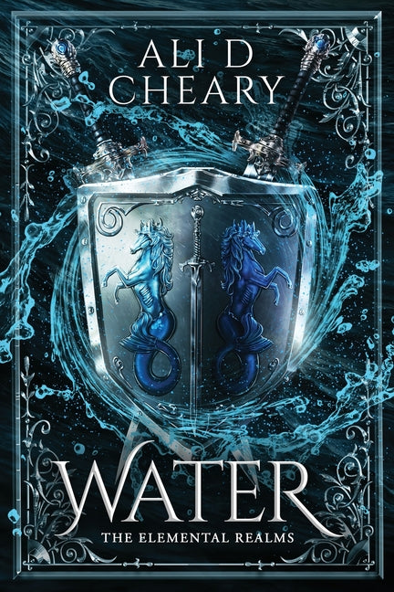 Paperback book titled "The Elemental Realms: Water" by Mystic Quill Press, LLC, featuring cover art with water elements and mystical design.