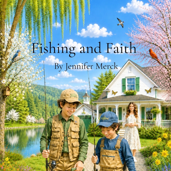 Paperback book titled "Fishing and Faith" by Little Believer Books, showing the front cover with religious and fishing-themed artwork.