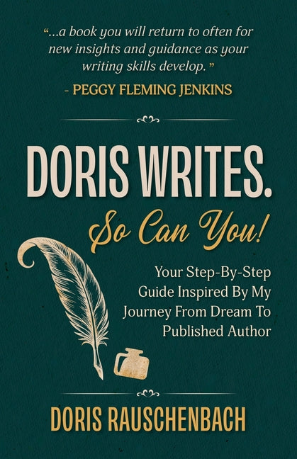Paperback book titled "Doris Writes. So Can You!" by Wordwhispers, LLC, featuring a colorful cover with handwritten-style text.