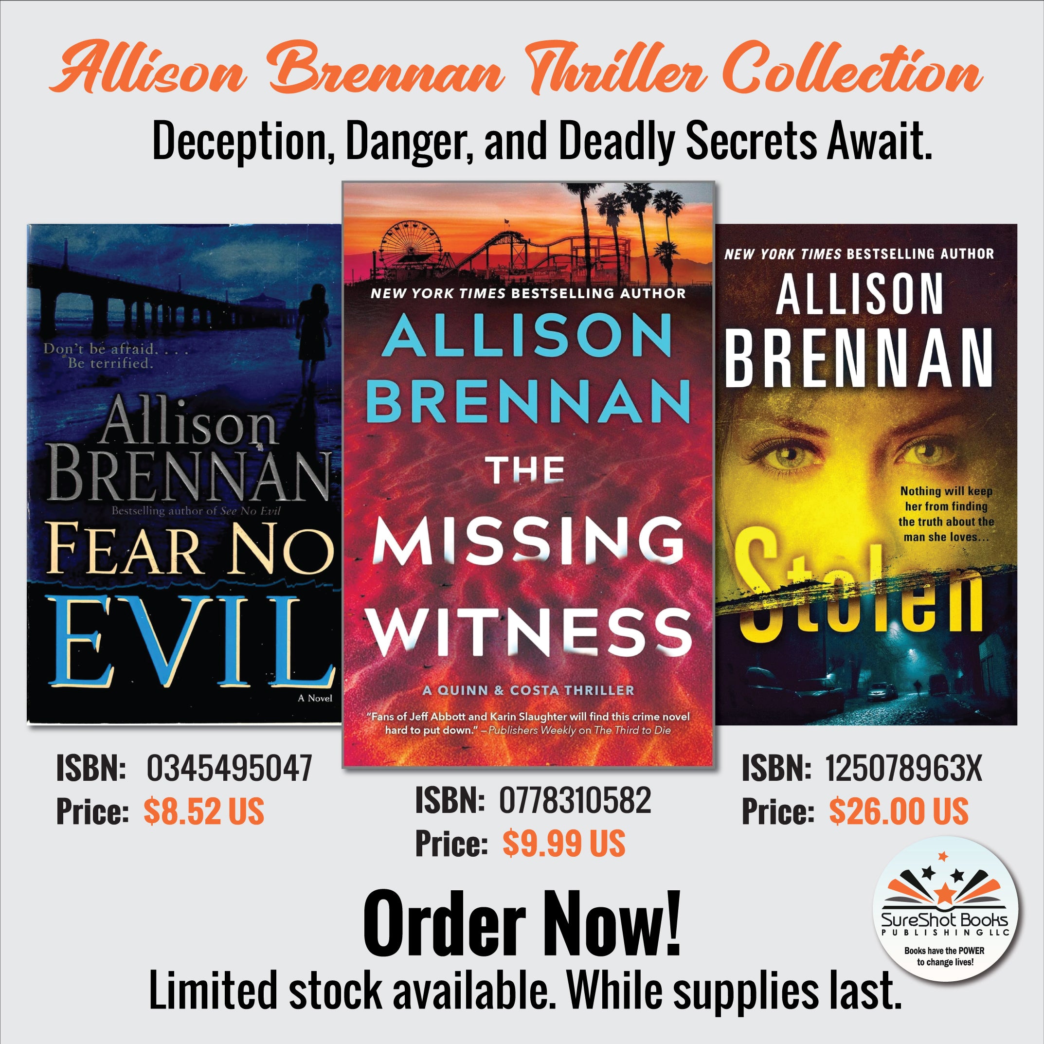 Allison Brennan Thriller Collection - Deception, Danger, and Deadly Secrets Await - SureShot Books Publishing LLC