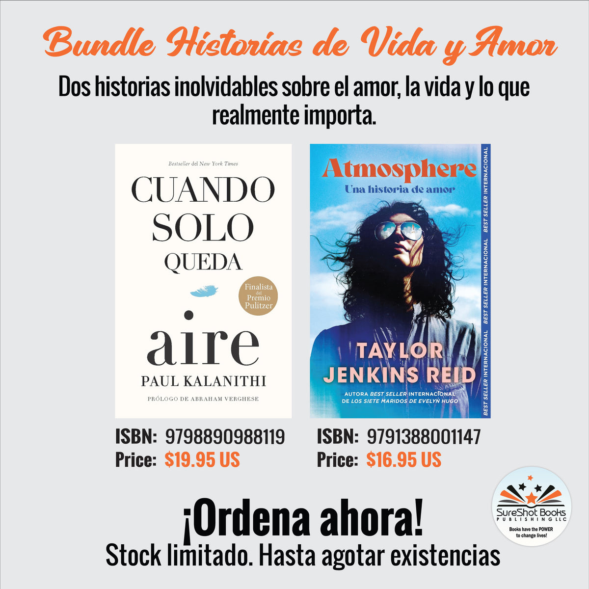 Bundle Historias de Vida y Amor – Cuando Solo Queda Aire por Paul Kalanithi & Atmosphere por Taylor Jenkins Reid