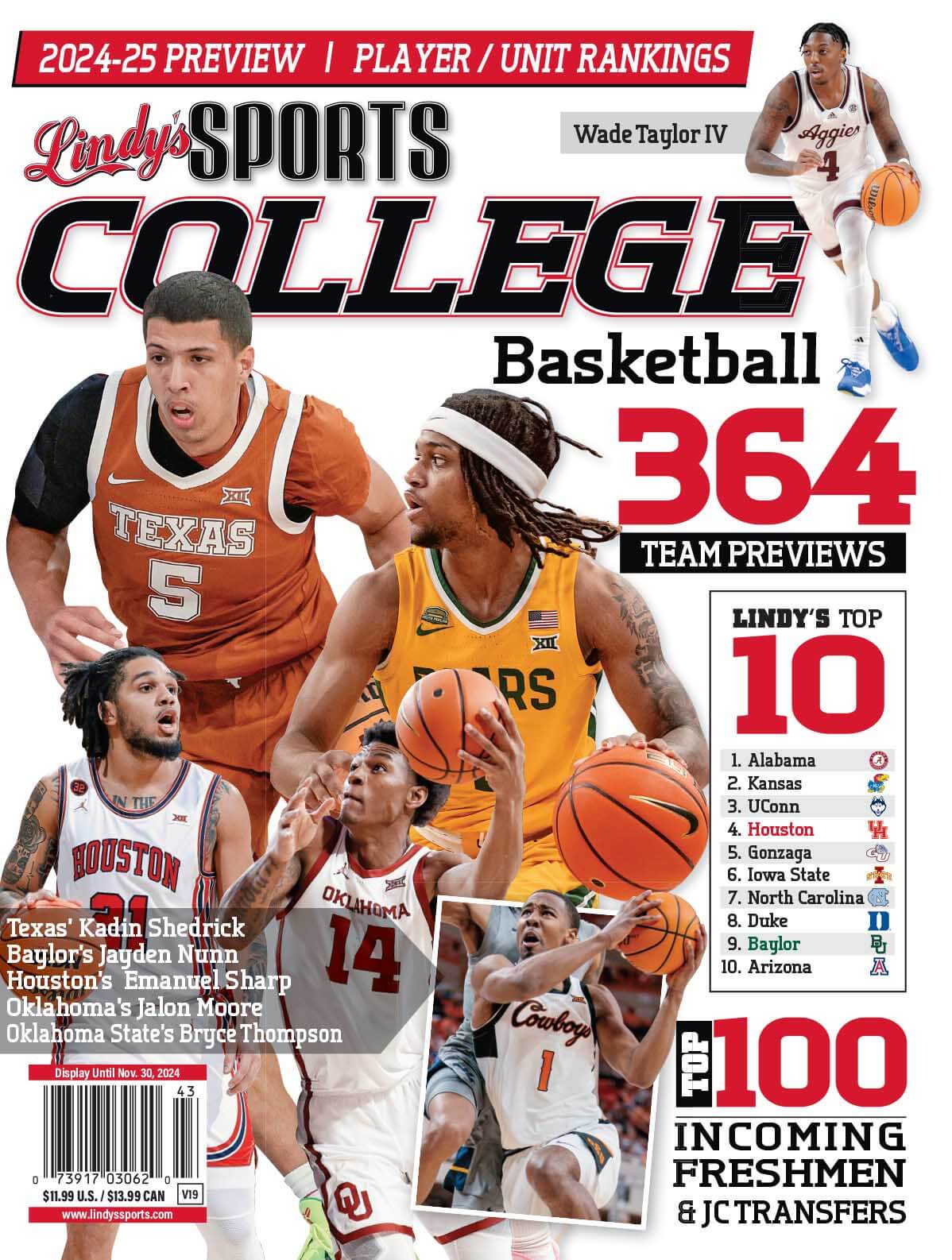 Lindy's Sports College 2024-25 Basketball Magazine Sports Magazines SureShot Books Publishing LLC TEX /BAY /OKL /OKS