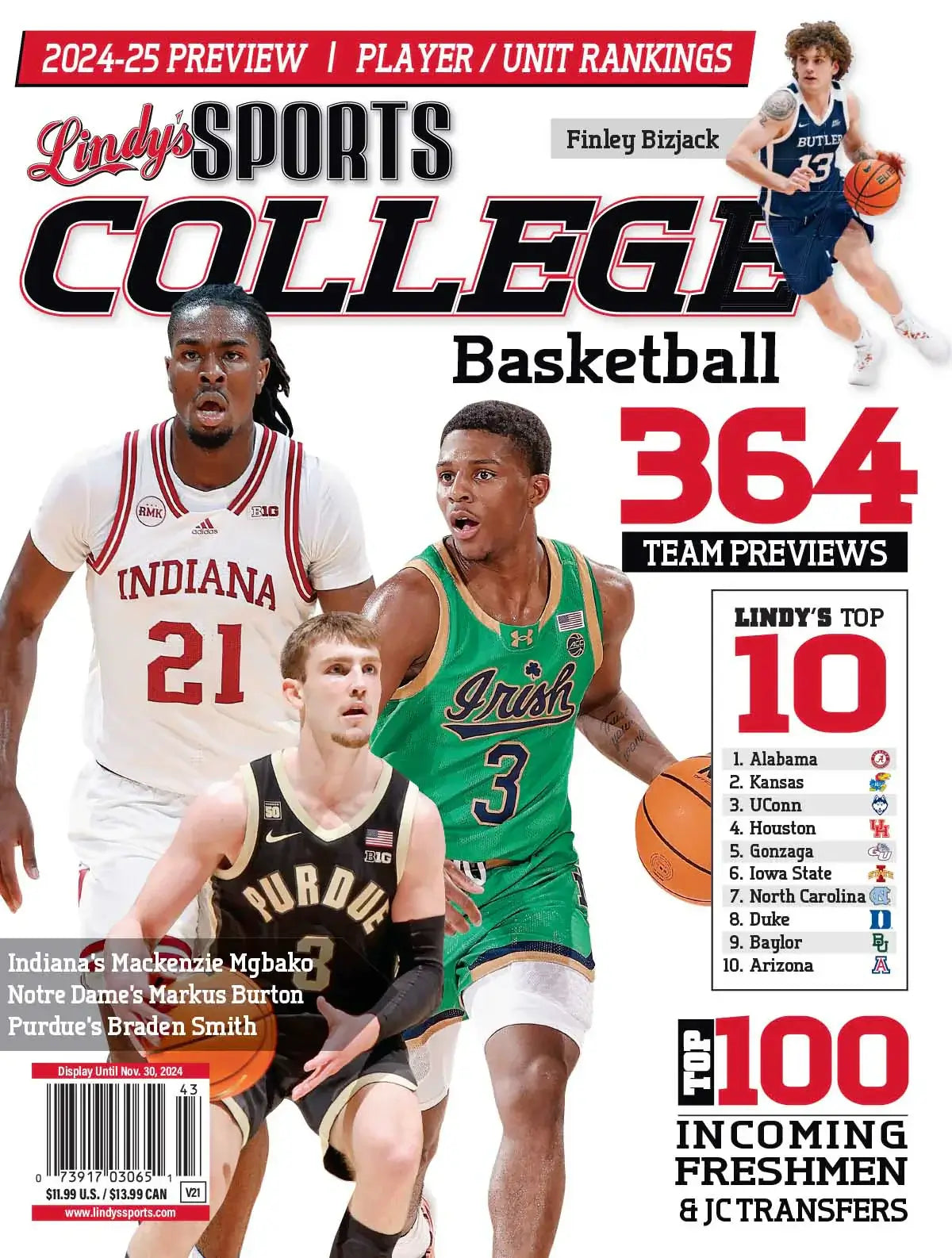 Sports Magazine Single Issue Magazines Sports Magazine Lindys Sports College Basketball Magazine 204-25 (COVERS VARY)