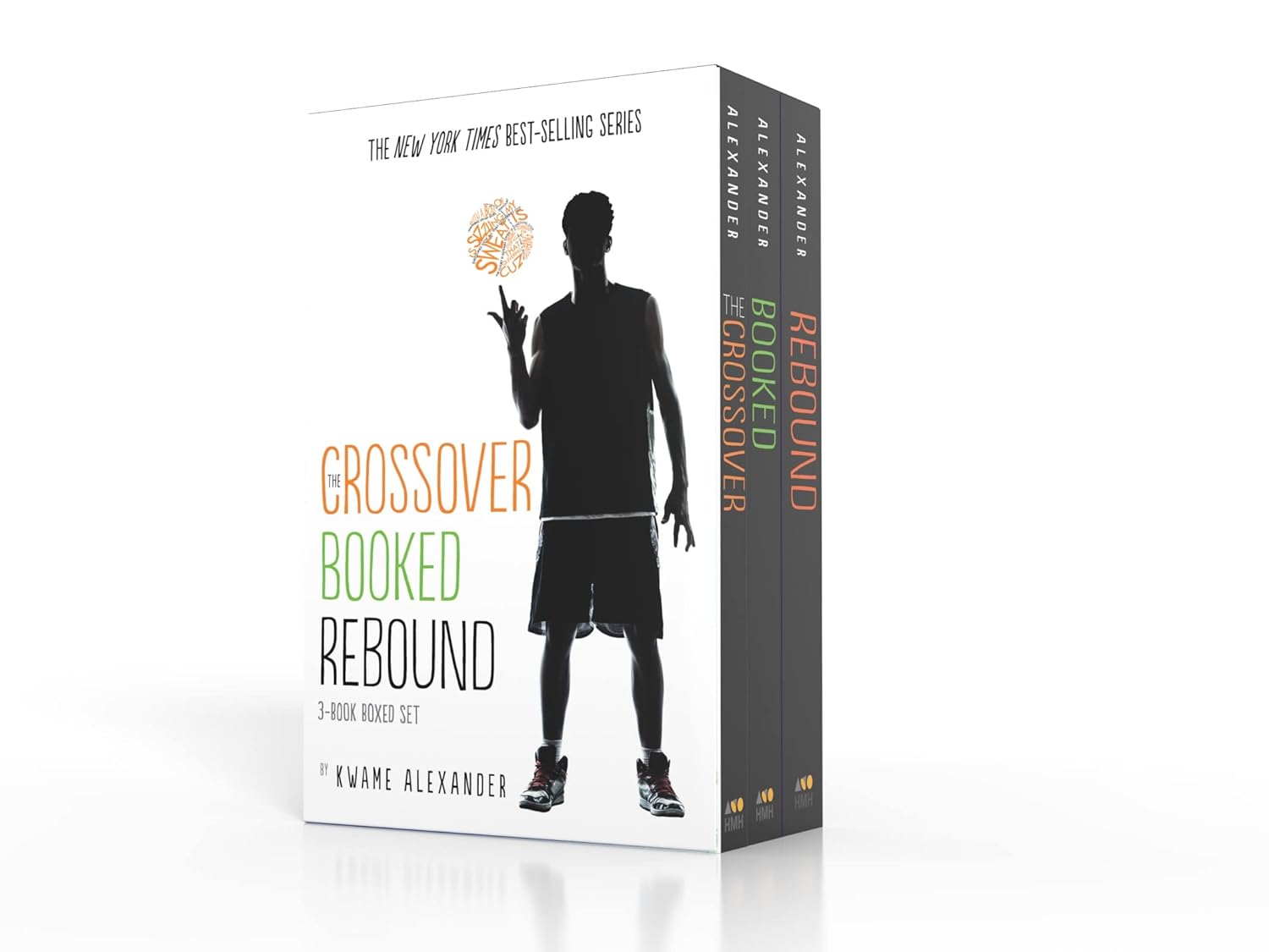 Set of three paperback books in The Crossover Series by Clarion Books, including The Crossover, Booked, and Rebound.