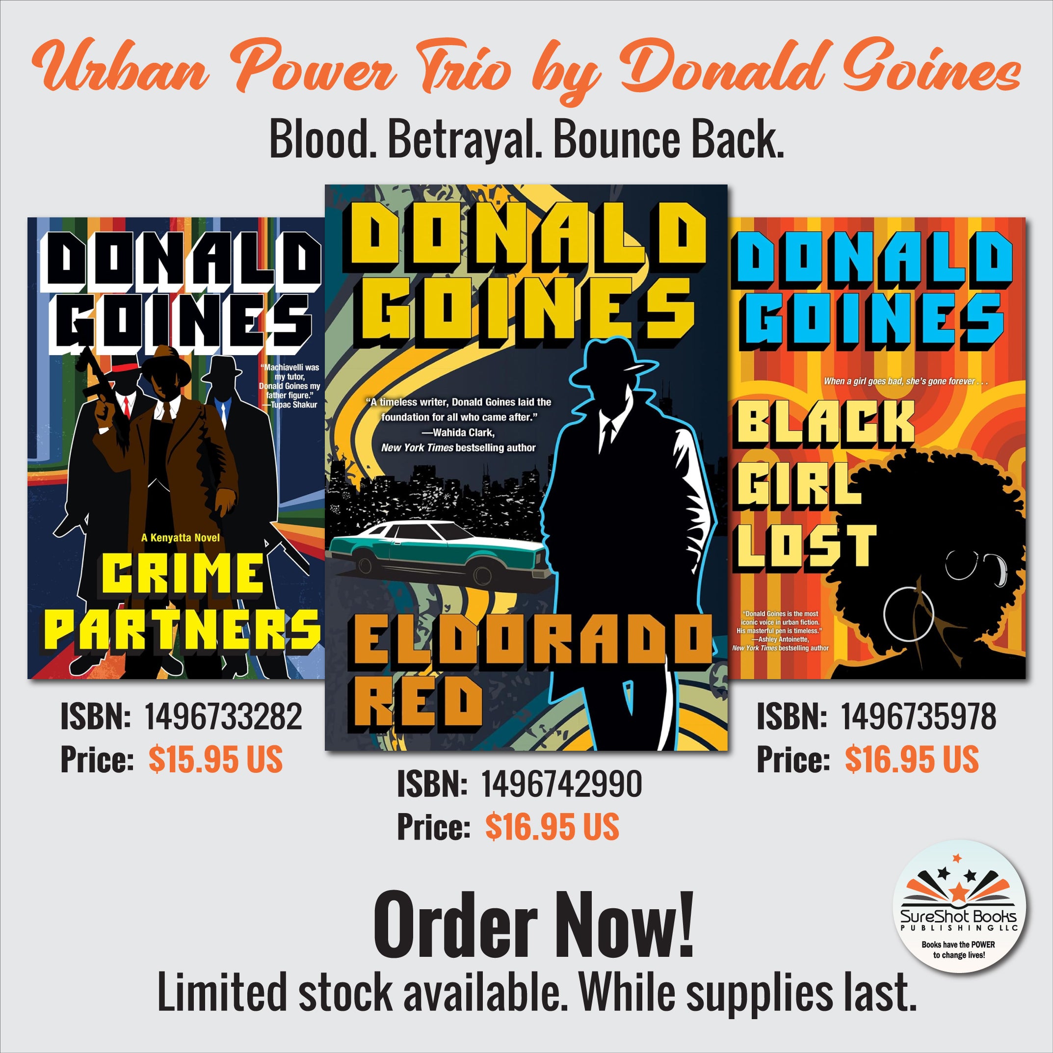 Urban Power Trio by Donald Goines - Blood. Betrayal. Bounce Back