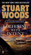 Cover image of "Loitering with Intent," a Stone Barrington novel, published by SureShot Books Publishing LLC, featuring a mysterious city scene.