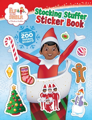 Paperback Elf on the Shelf stocking stuffer sticker book by HarperCollins featuring festive holiday stickers and fun activities.