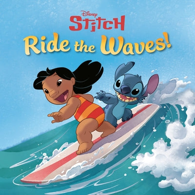 Paperback "Ride the Waves! Disney Stitch" book by Random House Disney featuring Stitch surfing on the cover.