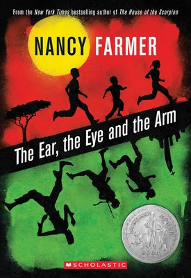 Paperback of "The Ear, the Eye, and the Arm" by Scholastic Paperbacks showing the book cover with colorful illustrations.