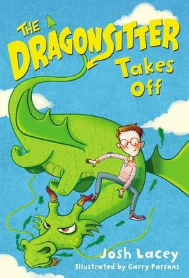 Paperback copy of The Dragonsitter Takes Off by Little, Brown Books for Young Readers, showing the book cover with colorful illustrations.