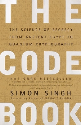 Vintage paperback of "The Code Book" showcasing the front cover featuring cryptography symbols and the title on a white background.