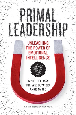 Paperback of Primal Leadership book by Harvard Business Review Press showing the front cover with title and author details.