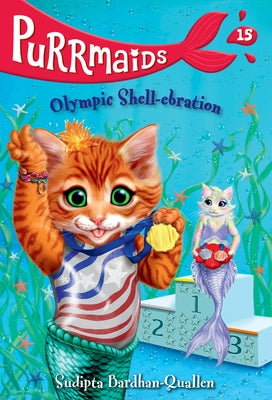 Paperback of Purrmaids #15: Olympic Shell-ebration by Random House Children's Books, featuring colorful mermaid characters on the cover.
