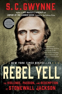 Close-up of the paperback cover of "Rebel Yell" by Scribner Book Company, featuring historical imagery related to Stonewall Jackson.