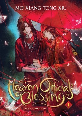 Paperback of Heaven Official's Blessing: Tian Guan CI Fu novel Vol. 1 by Seven Seas, featuring colorful cover art with Chinese-inspired design.