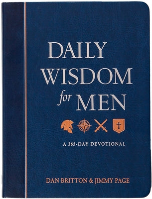 Imitation leather cover of Daily Wisdom for Men: A 365-Day Devotional by Broadstreet Publishing, featuring gold embossed title.